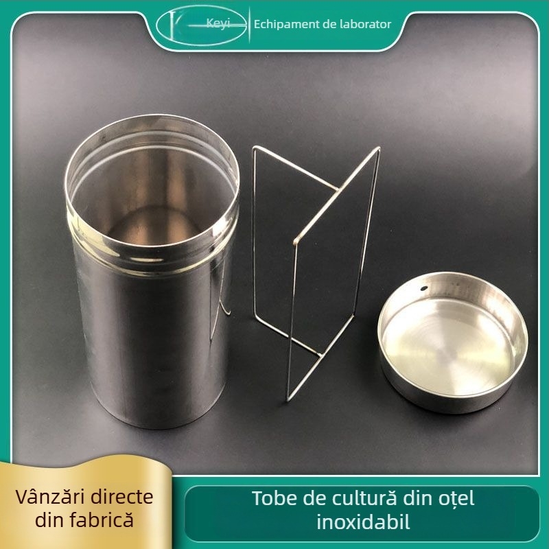 Tub din oțel inoxidabil pentru plăci Petri, recipient de sterilizare pentru plăci Petri, cu ieșire de aer, pentru experimente, dimensiuni 60/75/90 mm