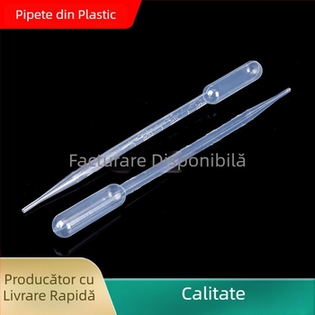 Pipetă Pasteur din plastic, cu gradații, de unică folosință, 1 ml, 2 ml, 3 ml, 5 ml – 100 buc. per pachet