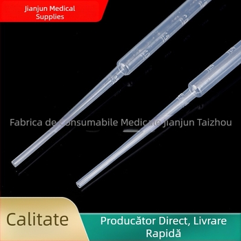 Pipetă Pasteur din plastic, cu gradații, de unică folosință, 1 ml, 2 ml, 3 ml, 5 ml – 100 buc. per pachet