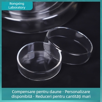 Farfurie de cultură celulară din sticlă, borosilicată înaltă, plată, diametre 60/75/90/120 mm