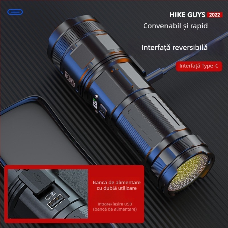 Fanar USB reîncărcabil pentru exterior, rază lungă, zoom multifuncțional, putere mare