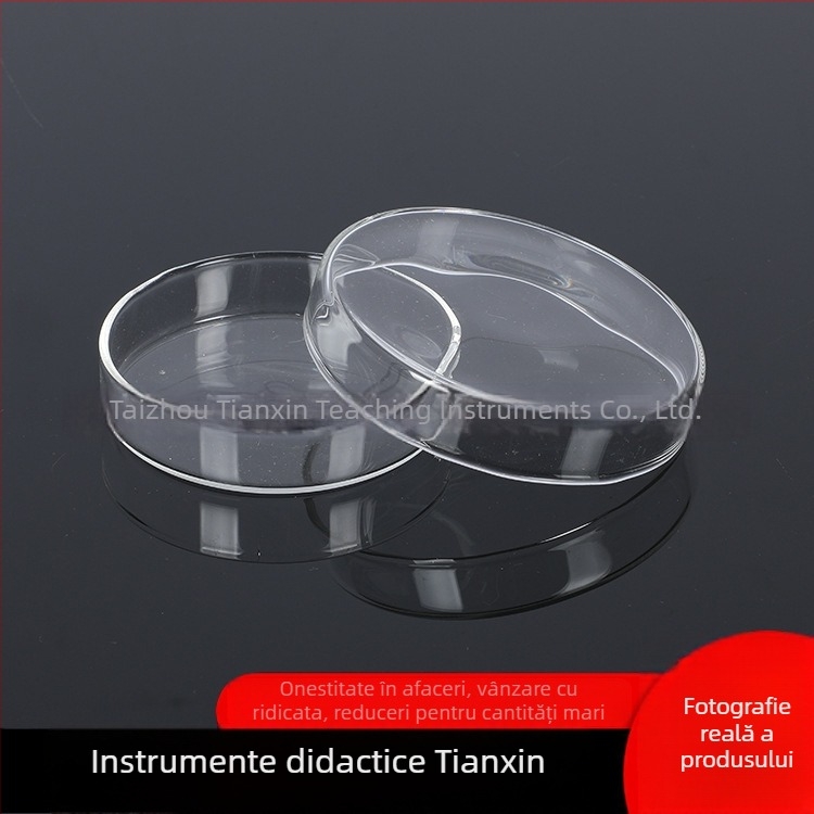 Placă Petri din sticlă, 60–150 mm, borosilikat, sticlă transparentă îngroșată, consumabile pentru laboratorul chimic