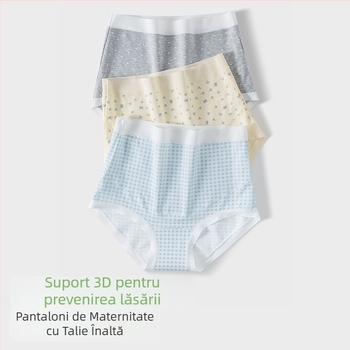 Chiloți de maternitate cu imprimeu floral în stil pădure, talie înaltă, 100% bumbac, antibacterian, bumbac integral, crotch extins, pentru sarcină timpurie, mijlocie, târzie și postpartum