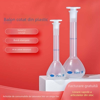 Recipient plastic volumetric pentru dozarea lichidelor, corp mare, transparent, gradat, cu capac fix, sticlă de agitare