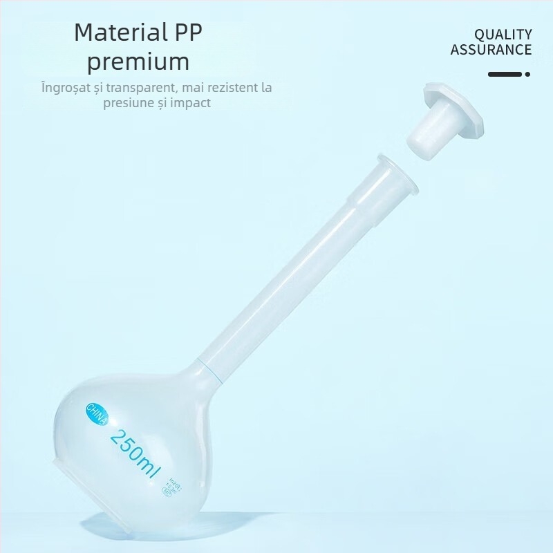 Recipient plastic volumetric pentru dozarea lichidelor, corp mare, transparent, gradat, cu capac fix, sticlă de agitare