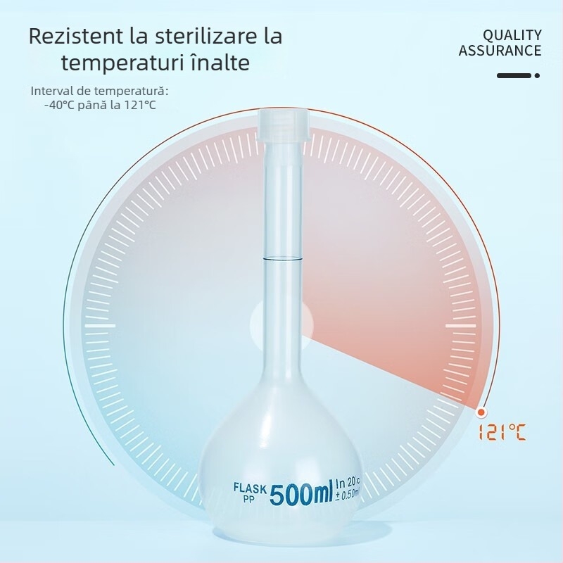 Recipient plastic volumetric pentru dozarea lichidelor, corp mare, transparent, gradat, cu capac fix, sticlă de agitare