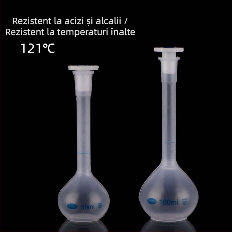 Flacon volumetric din polipropilenă 100 ml, 250 ml, 500 ml, cu dop, rezistent la temperaturi înalte, pereți groși