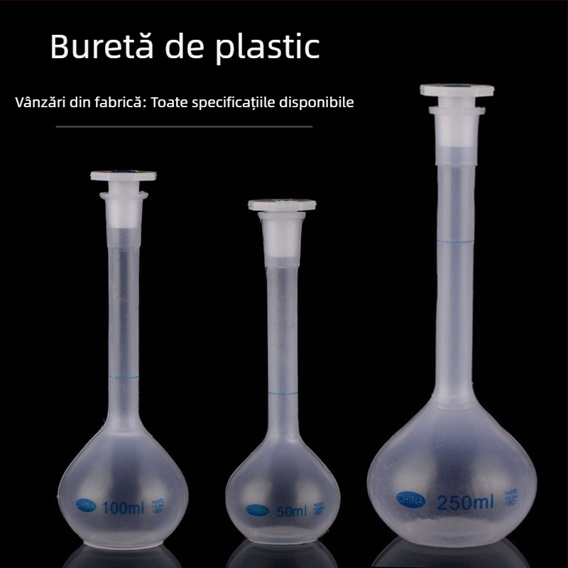 Flacon volumetric din polipropilenă 100 ml, 250 ml, 500 ml, cu dop, rezistent la temperaturi înalte, pereți groși