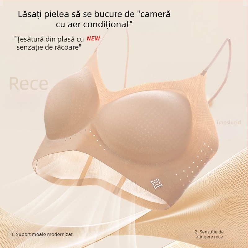 Sutien ultra-subțire de vară, cu bretele subțiri, fără cusături, pentru femei, fără sârmă, cu susținere laterală a sânilor și efect Push-Up, stil vestă, confortabil și respirabil.