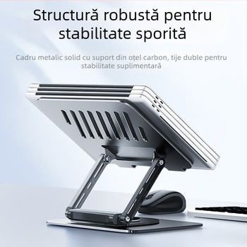 Suport pentru laptop cu rotație la 360°, stație docking, pliabil, înălțime reglabilă, răcire suspendată