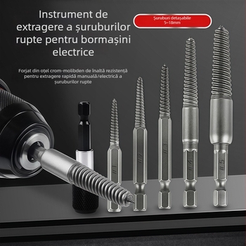 Extractor electric pentru șuruburi rupte sau filetate, mâner hexagonal