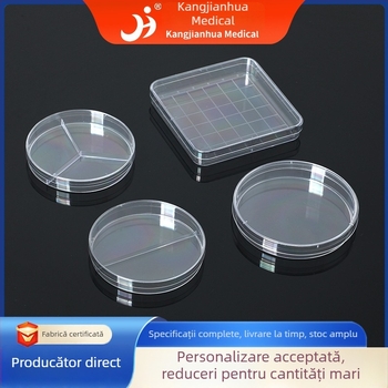 Plăci Petri din plastic pentru cultură celulară, transparente, cu pereți îngroșați, de unică folosință