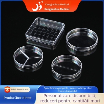 Plăci Petri din plastic pentru cultură celulară, transparente, cu pereți îngroșați, de unică folosință
