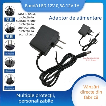 Adaptor de alimentare 12V 0.5A–12V 1A pentru bandă LED și router, sursă de alimentare cu comutare