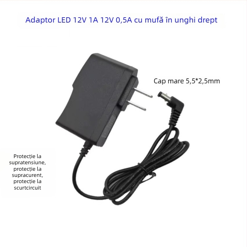 Adaptor de alimentare 12V 0.5A–12V 1A pentru bandă LED și router, sursă de alimentare cu comutare