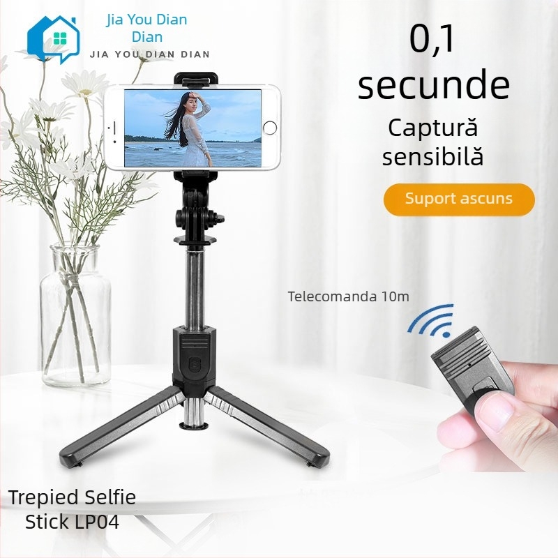 Selfie stick extensibil controlat prin Bluetooth, cu suport pentru fotografii și videoclipuri — LP04