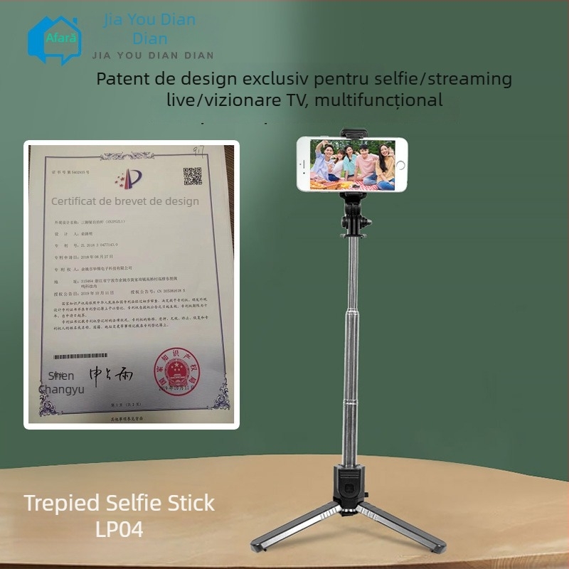 Selfie stick extensibil controlat prin Bluetooth, cu suport pentru fotografii și videoclipuri — LP04