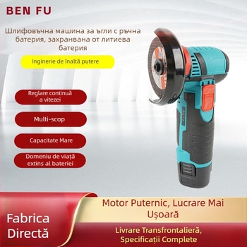 Șlefuitor unghiular mini de 3 inchi cu baterie litiu, polizor mic pentru lustruire și tăiere, șlefuitor electric cu peri