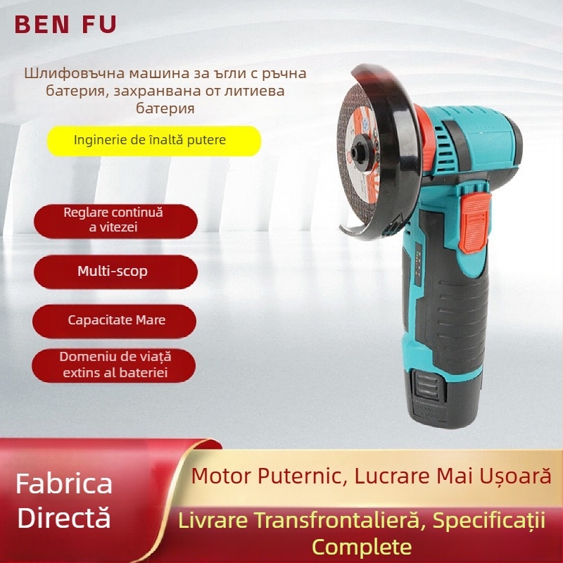 Șlefuitor unghiular mini de 3 inchi cu baterie litiu, polizor mic pentru lustruire și tăiere, șlefuitor electric cu peri