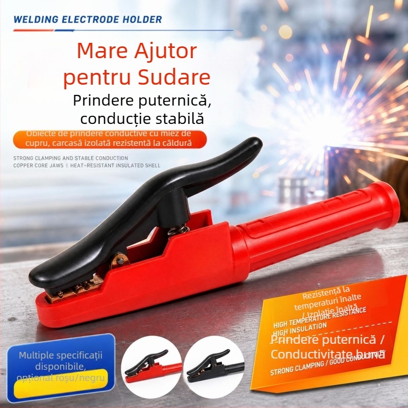 clește electric de sudură cu mâner izolat, componente din cupru rezistente la temperaturi înalte, carcasă din nylon negru, mâner de sudură greu
