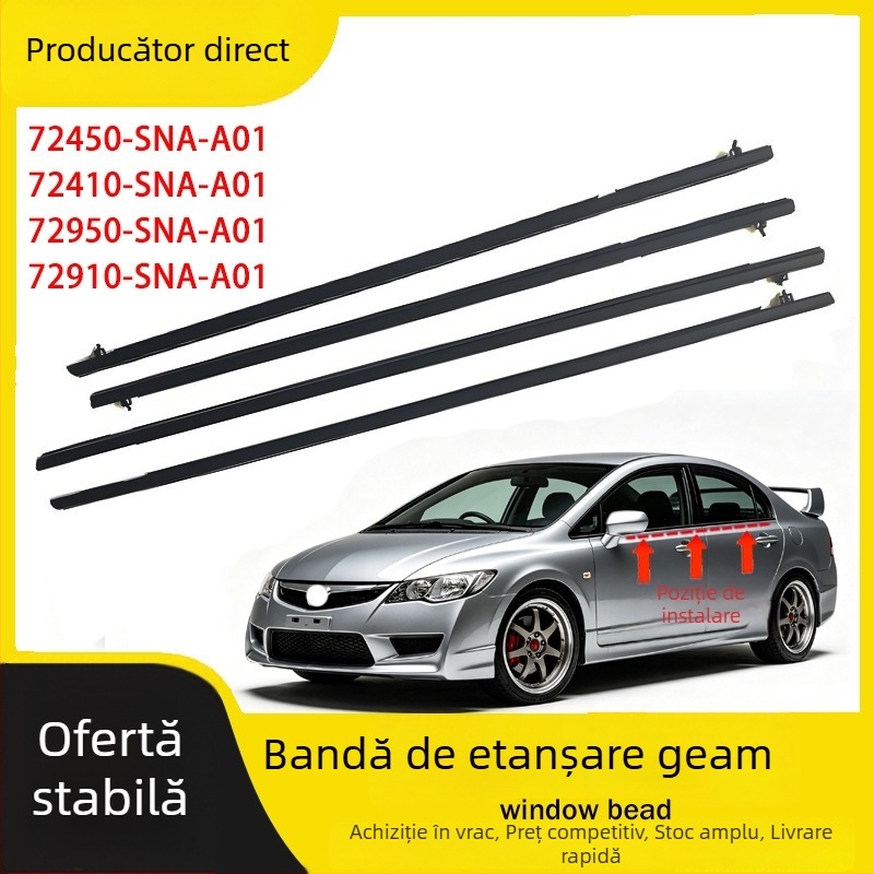 72950-72410-72450 - SNA-A01 Bandă de etanșare pentru geamul exterior, impermeabilă, Honda Civic