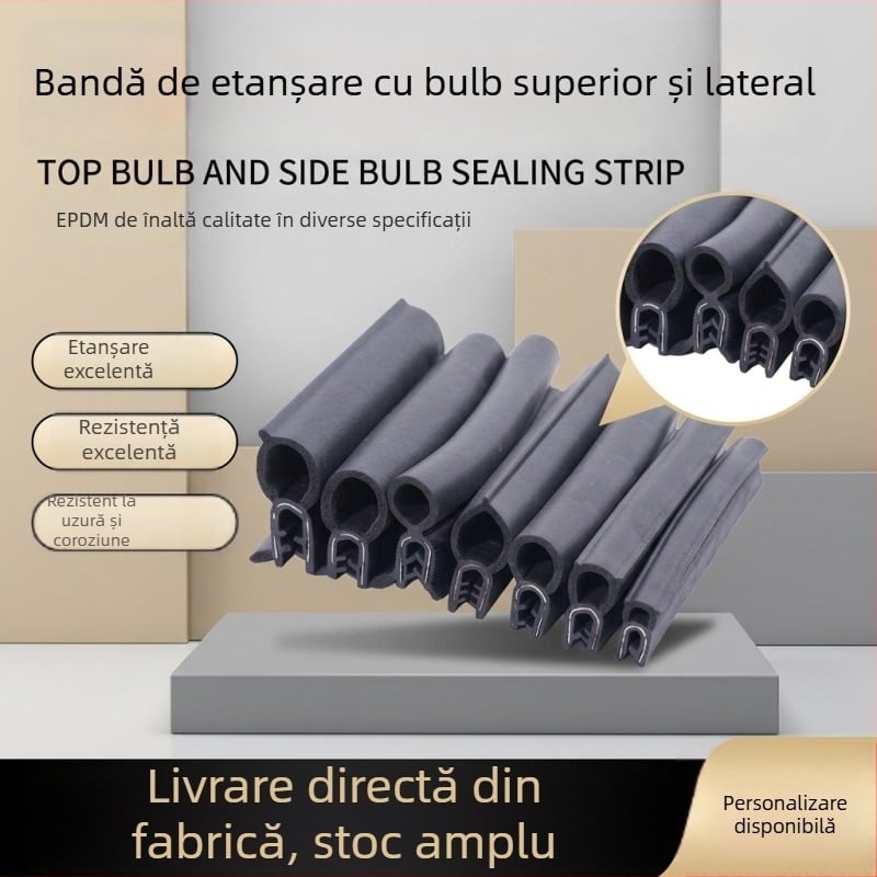 Bandă EPDM de etanșare cu spumă pe partea superioară și pe cea laterală, bandă compozită în formă de U pentru dulap electric, izolare fonică și etanșare împotriva apei.