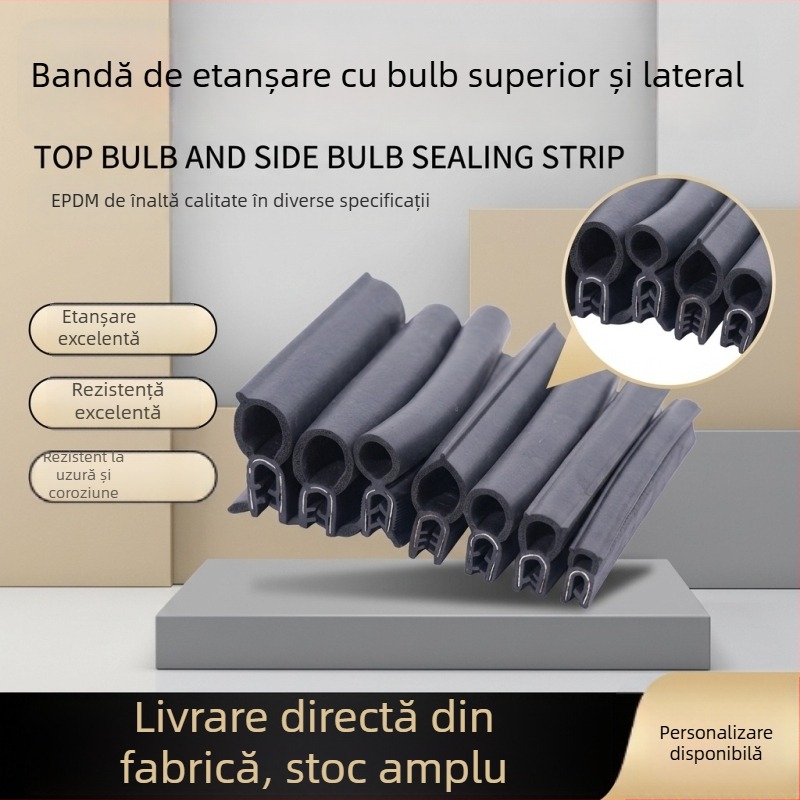 Bandă EPDM de etanșare cu spumă pe partea superioară și pe cea laterală, bandă compozită în formă de U pentru dulap electric, izolare fonică și etanșare împotriva apei.