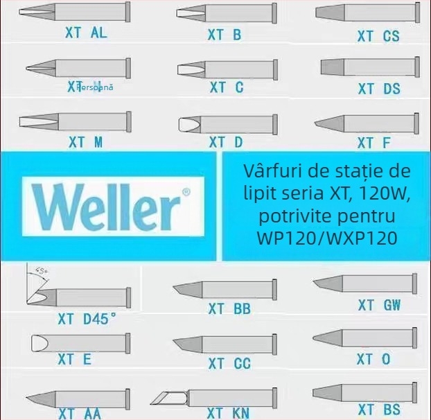 Vârf de lipit Weller XT, 120W, compatibil cu WP120, WXP120, WT1010H, WX1