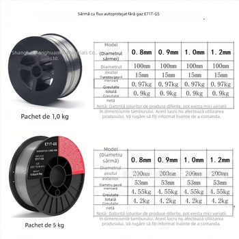 Fier de sudură cu autoprotecție fără gaz E71T-GS pentru oțeluri, flux-core, fără gaz, tambur mic, pentru sudură MIG, utilizare casnică, 1 kg