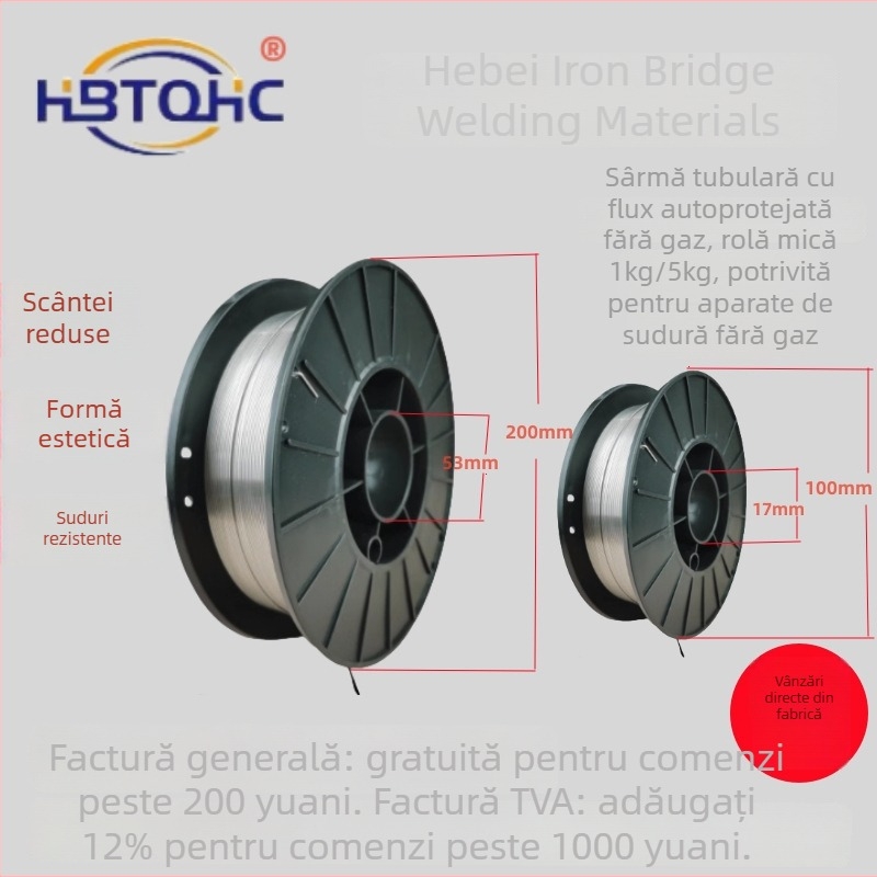 Fili de sudură fără gaz cu nucleu flux E71T-GS, fără gaz, tambur mic 1 kg și 5 kg nucleu solid, rezistență înaltă
