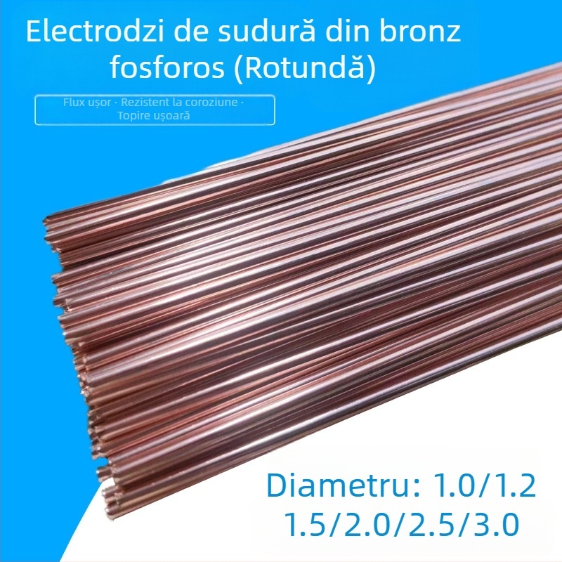 L201 sârmă de sudură fosfor-bronz, sârmă rotundă și plată, nucleu solid, conținut scăzut de argint, pentru conducte din cupru la frigidere și aparate de aer condiționat, finisaj lucios, BCu93P