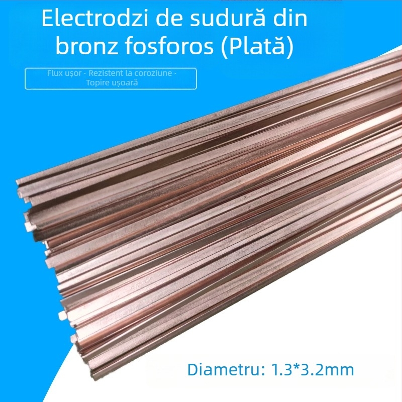 L201 sârmă de sudură fosfor-bronz, sârmă rotundă și plată, nucleu solid, conținut scăzut de argint, pentru conducte din cupru la frigidere și aparate de aer condiționat, finisaj lucios, BCu93P