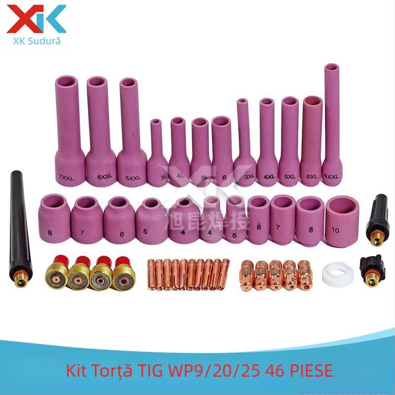 Set de accesorii pentru pistol de sudură cu arc argon WP9/20/25, suport pentru electrozi și conector cu duză ceramică extinsă