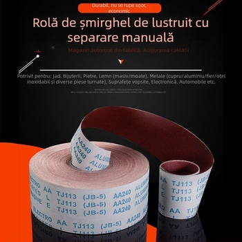 JB-5 Țesătură abrazivă din carbură de siliciu, rolă de șmirghel pentru curățarea metalelor, îndepărtarea ruginii și lustruirea mobilierului și a lemnului (95/115 mm × 1,0 m)