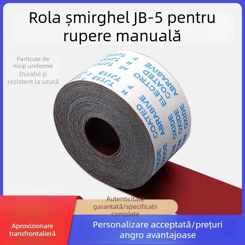 JB-5 Țesătură abrazivă din carbură de siliciu, rolă de șmirghel pentru curățarea metalelor, îndepărtarea ruginii și lustruirea mobilierului și a lemnului (95/115 mm × 1,0 m)