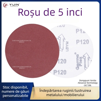 Disc de șmirghel roșu de 5 inch, autoadhesiv, cu oxid de aluminiu, pentru șlefuire și lustruire