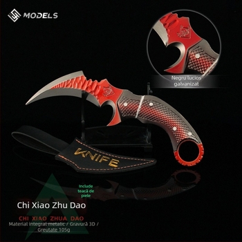 Delta accesorii de gaming - Cuțit Red Claw, model de armă din aliaj, cu husă de piele, 17 cm