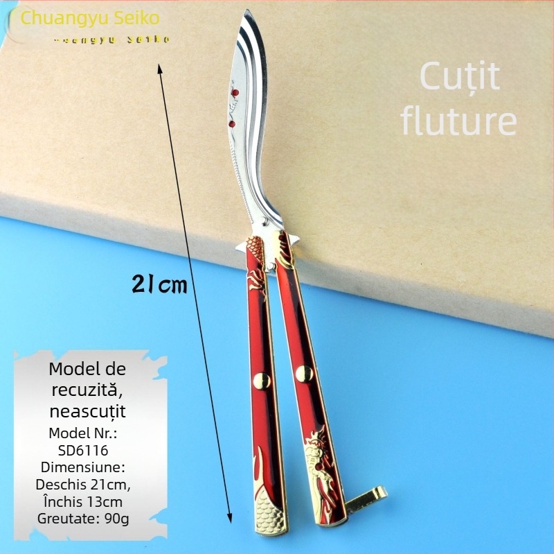 MANN Cuțit cu margine neascută — Serie de jucării din aliaj, model de practică pentru începători, figurină decorativă pentru anime și jocuri