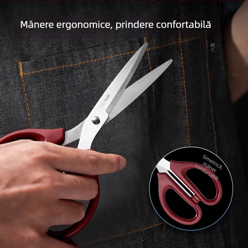 Deli 6009 Foarfece mari de birou, 18 cm, oțel inoxidabil, pentru tăierea hârtiei și cusut