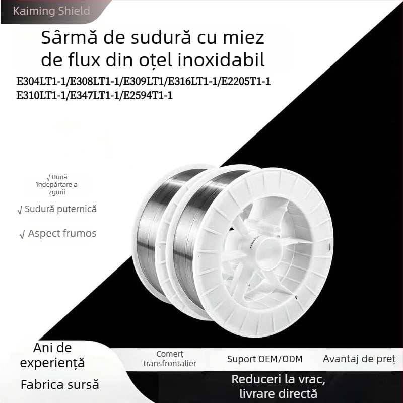 Fier de sudură din oțel inoxidabil cu fir flux tubular, protejat de gaz, nucleu solid, diametru 1,2 mm, clase 309L, 316L, 304, 308L, 2209