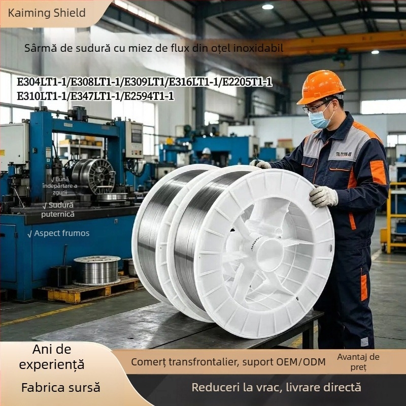 Fier de sudură din oțel inoxidabil cu fir flux tubular, protejat de gaz, nucleu solid, diametru 1,2 mm, clase 309L, 316L, 304, 308L, 2209