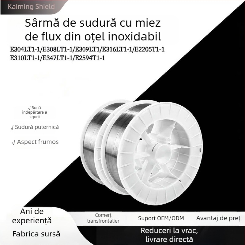 Fier de sudură din oțel inoxidabil cu fir flux tubular, protejat de gaz, nucleu solid, diametru 1,2 mm, clase 309L, 316L, 304, 308L, 2209