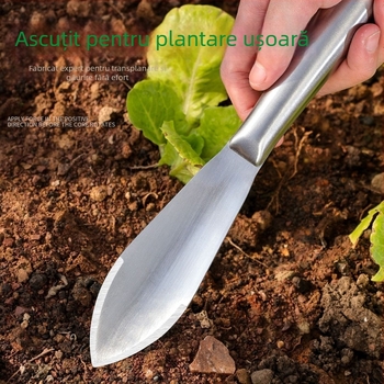 Lopată de grădină din oțel inoxidabil, multifuncțională pentru plantarea florilor, afânarea solului și săparea legumelor