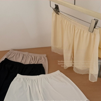 Șorturi de siguranță pentru femei din ice silk, lejer de vară, purtabile și ca outerwear, margine dantelată, slipuri subțiri