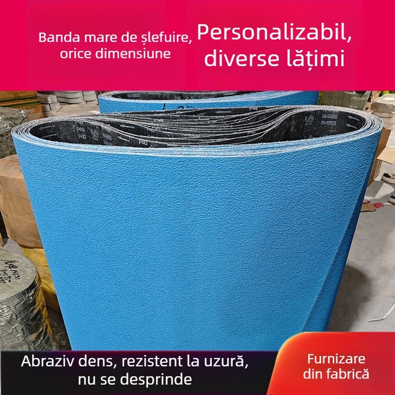 Bandă șlefuitor mare cu zirconiu-corund, suport textil dur, abraziv albastru pentru șlefuire și lustruire