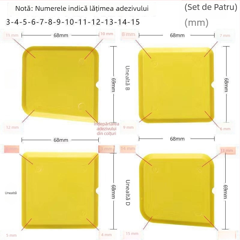 Racletă multifuncțională pentru adeziv siliconic pentru sticlă – netezirea marginilor, curățarea colțurilor și eliminarea reziduurilor