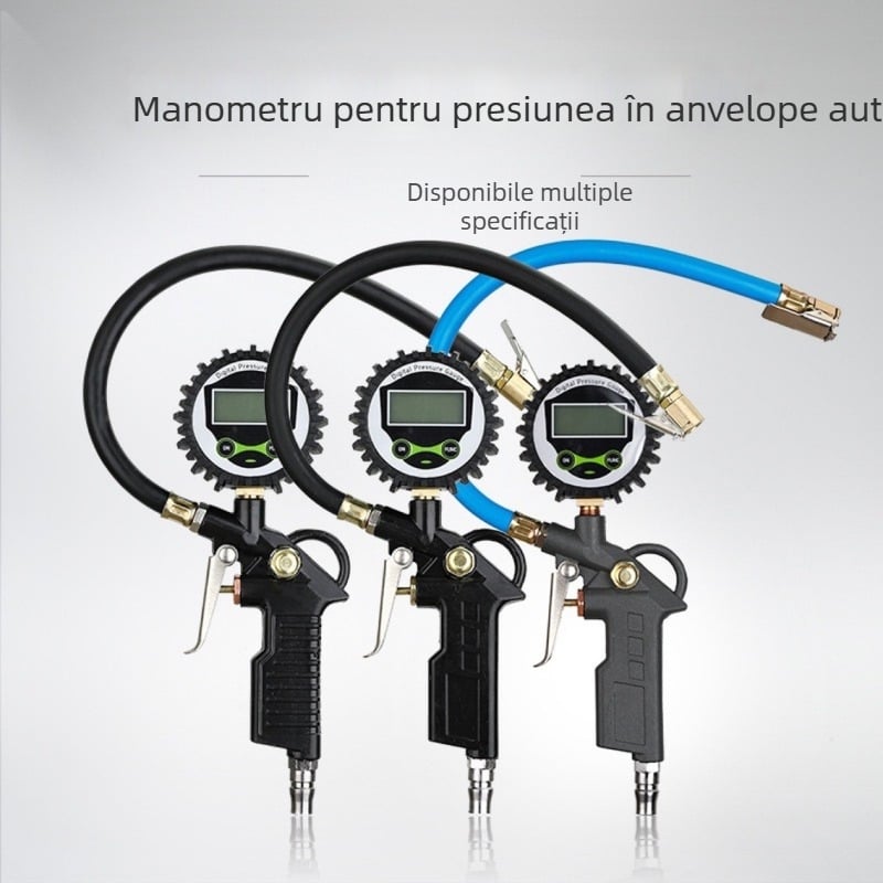 Manometru digital pentru presiunea în pneuri cu pistol de umflat, LED, aliaj de aluminiu, interval 200 psi, precizie 0,1 psi, model HK-002