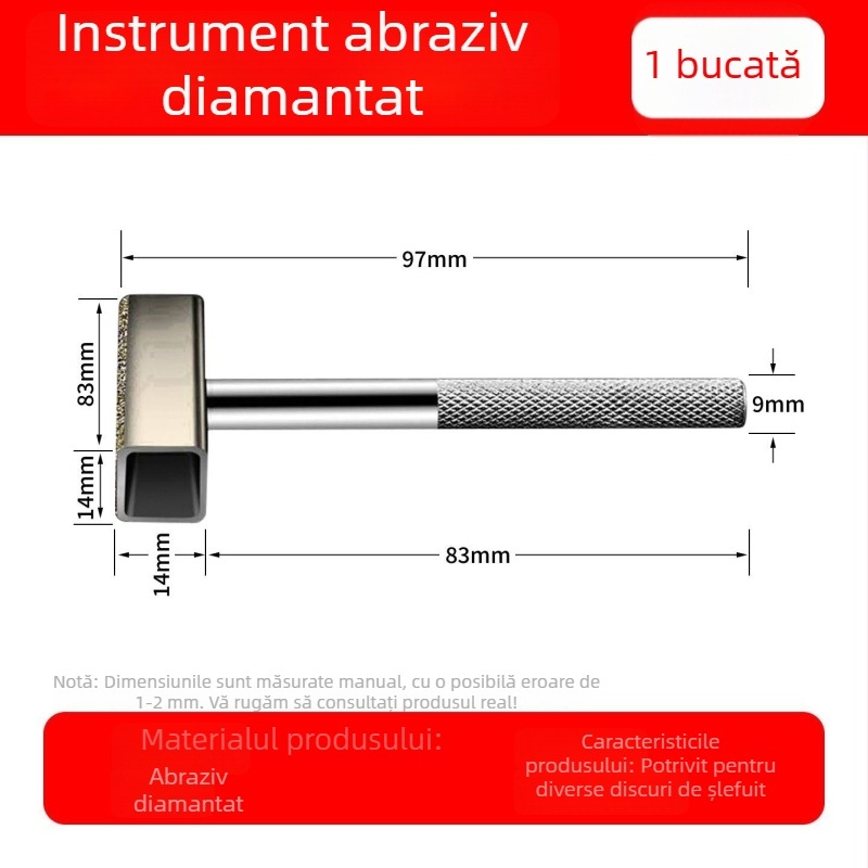 Unealtă manuală de șlefuire cu diamant pentru modelare și nivelare, stil T cu vârf diamant