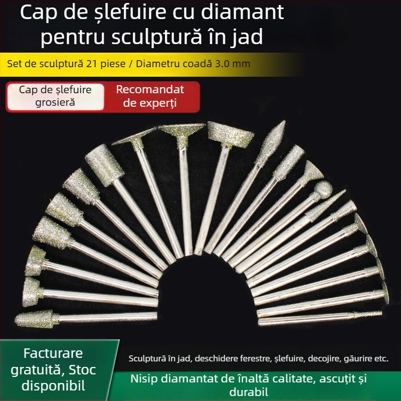 Set de unelte pentru sculptură în jad cu ac diamantat