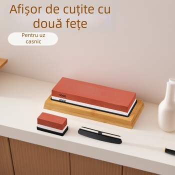 Piatră de ascuțit pentru cuțite de bucătărie, cu față dublă, piatră de ulei din corindon alb, granulație 3000/8000, set roșu-alb, în stoc